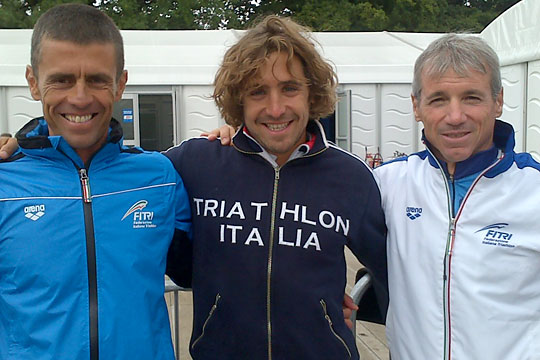 Le 3 medaglie azzurre ai Mondiali di Aquathlon di Londra 2013: Lorenzo Boni, Isacco Andrenucci e Danilo Palmucci (foto: FITri.it)