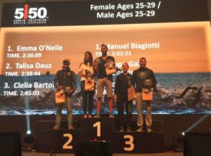 I top 3 donne e uomini cat. 25-29 del 5i50 Cervia Triathlon 2017