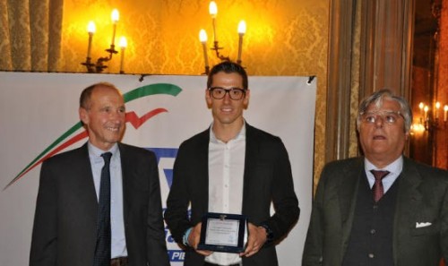 Giulio Molinari tra Renato Bertrandi e Luigi Bianchi alla Festa del Triathlon Piemontese