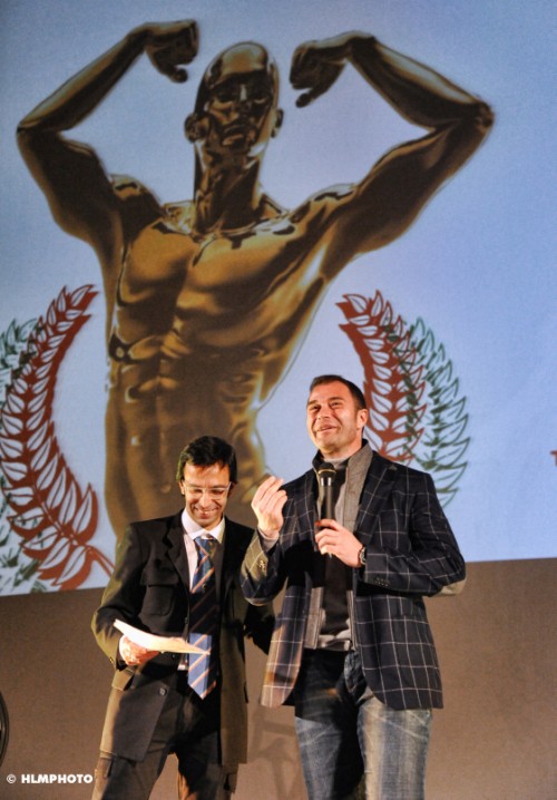 Antonio Rossi, sul palco con Dario Nardone, è stato uno dei graditi ospiti del 3° Gala del Triathlon (Foto: HLMPhoto)