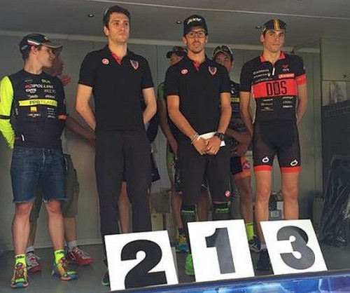 Il podio maschile del Triathlon Città di Torino 2015 vinto da Giulio Molinari