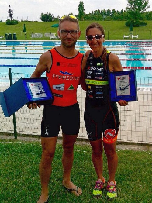 Ombretta Zanetti e Michele Fogliata vincono il 1° Triathlon di Gussago del 24 maggio 2015