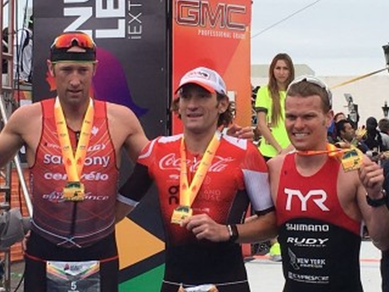 Il podio dell'Ironman 70.3 Monterrey 2016 vinto da Tim Don
