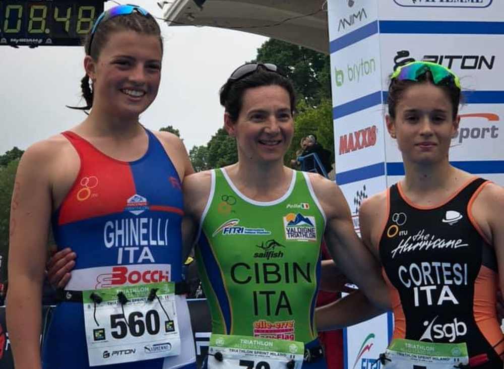 Il podio femminile del Triathlon Sprint Eco Race Milano 2019.