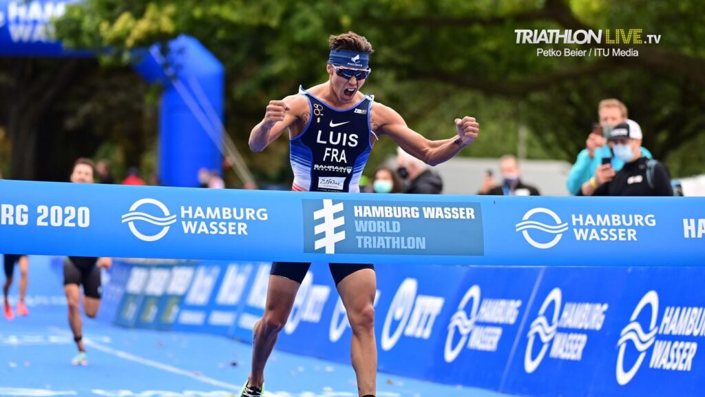 La vittoria di Vincent Luis al 2020 Hamburg Wasser World Triathlon: per il francese è il secondo titolo iridato consecutivo