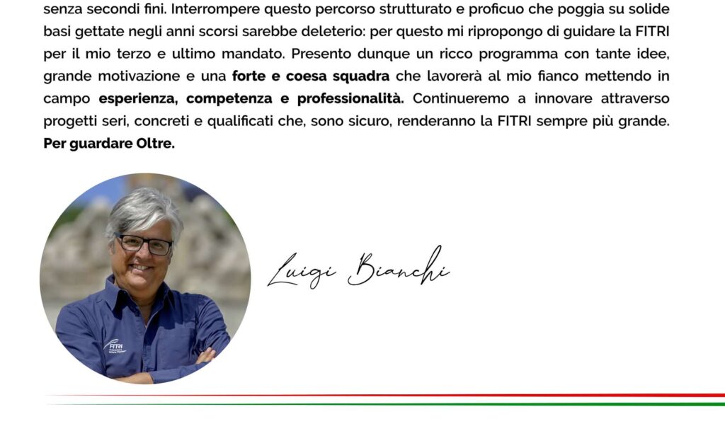 Luigi Bianchi candidato Presidente alle elezioni FITri del 14 marzo 2021