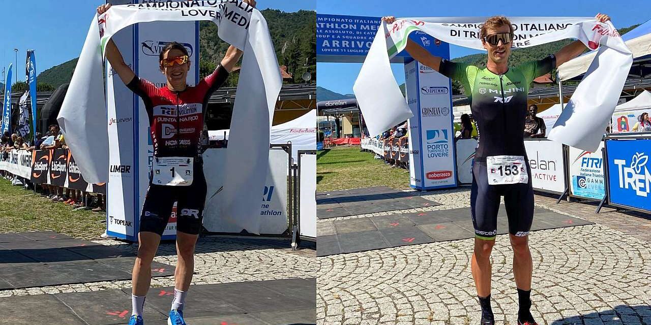 Marta Bernardi e Gregory Barnaby sono i campioni italiani di triathlon medio 2021, titolo conquistato domenica 11 luglio a Lovere